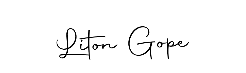 How to make Liton Gope name signature. Use Autography-DOLnW style for creating short signs online. This is the latest handwritten sign. Liton Gope signature style 10 images and pictures png