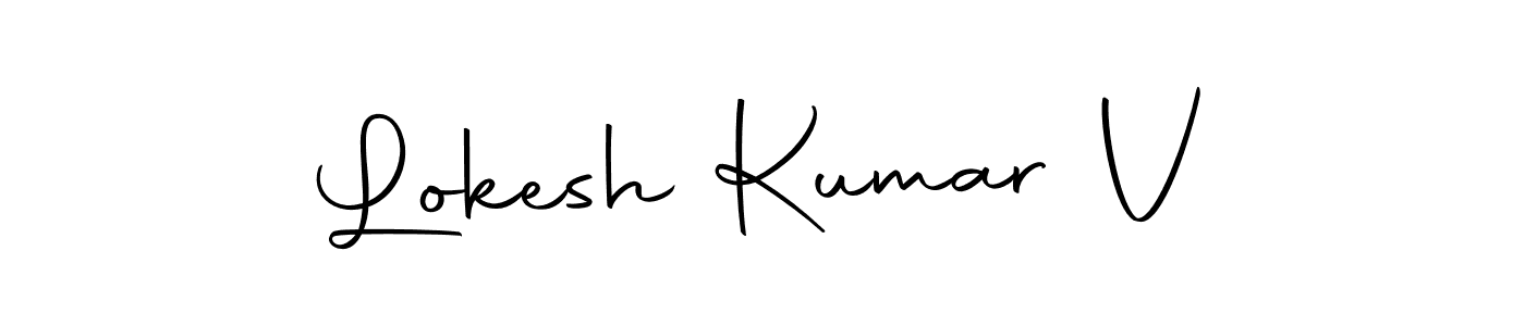 How to make Lokesh Kumar V name signature. Use Autography-DOLnW style for creating short signs online. This is the latest handwritten sign. Lokesh Kumar V signature style 10 images and pictures png