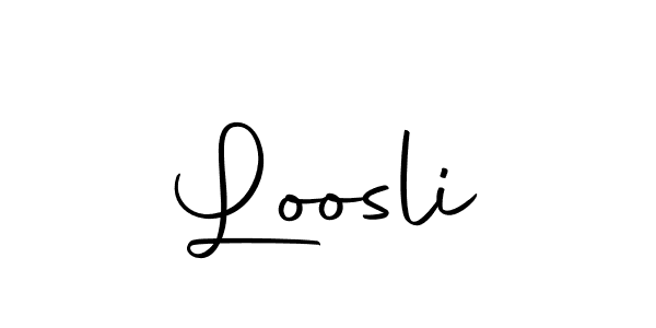 Design your own signature with our free online signature maker. With this signature software, you can create a handwritten (Autography-DOLnW) signature for name Loosli. Loosli signature style 10 images and pictures png
