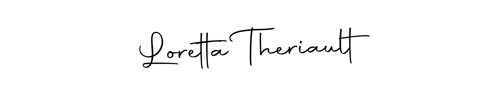 How to make Loretta Theriault name signature. Use Autography-DOLnW style for creating short signs online. This is the latest handwritten sign. Loretta Theriault signature style 10 images and pictures png