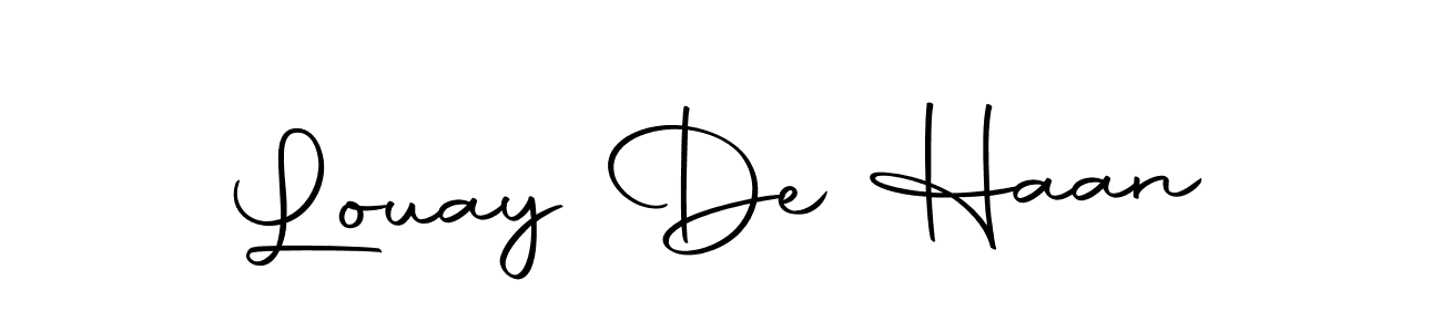 Create a beautiful signature design for name Louay De Haan. With this signature (Autography-DOLnW) fonts, you can make a handwritten signature for free. Louay De Haan signature style 10 images and pictures png