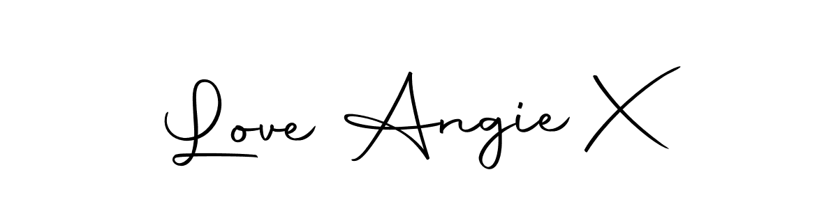 How to make Love Angie X name signature. Use Autography-DOLnW style for creating short signs online. This is the latest handwritten sign. Love Angie X signature style 10 images and pictures png