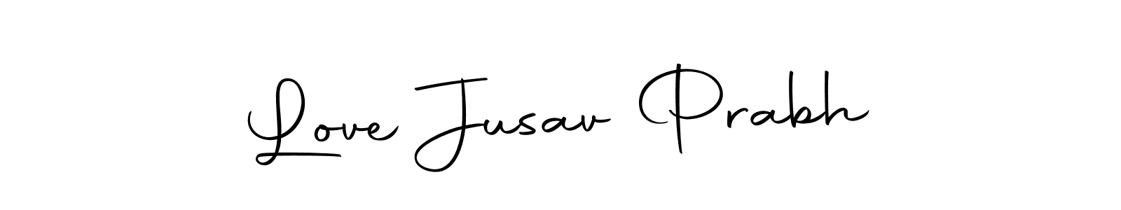 How to make Love Jusav Prabh name signature. Use Autography-DOLnW style for creating short signs online. This is the latest handwritten sign. Love Jusav Prabh signature style 10 images and pictures png
