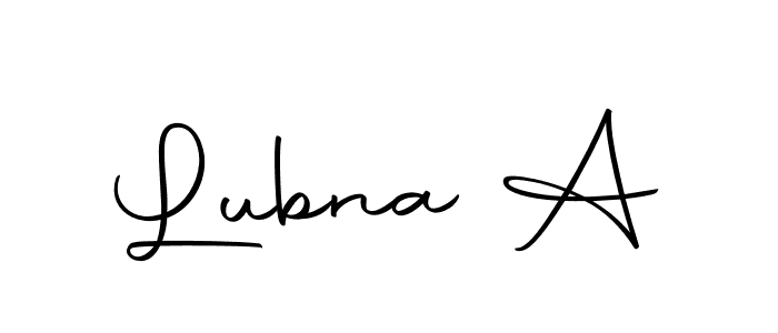 Design your own signature with our free online signature maker. With this signature software, you can create a handwritten (Autography-DOLnW) signature for name Lubna A. Lubna A signature style 10 images and pictures png