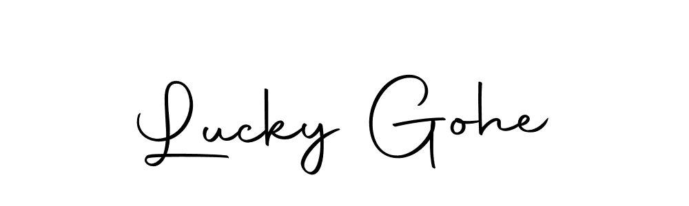 Here are the top 10 professional signature styles for the name Lucky Gohe. These are the best autograph styles you can use for your name. Lucky Gohe signature style 10 images and pictures png