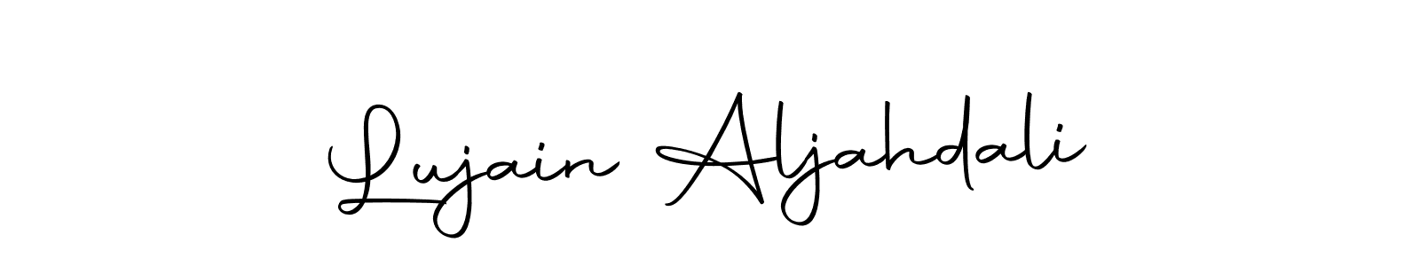 How to make Lujain Aljahdali name signature. Use Autography-DOLnW style for creating short signs online. This is the latest handwritten sign. Lujain Aljahdali signature style 10 images and pictures png