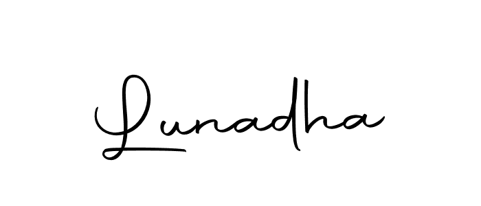How to make Lunadha signature? Autography-DOLnW is a professional autograph style. Create handwritten signature for Lunadha name. Lunadha signature style 10 images and pictures png