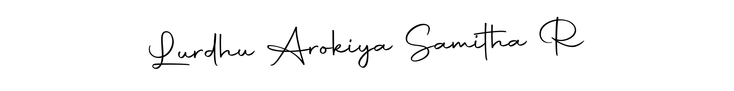 This is the best signature style for the Lurdhu Arokiya Samitha R name. Also you like these signature font (Autography-DOLnW). Mix name signature. Lurdhu Arokiya Samitha R signature style 10 images and pictures png
