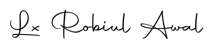 A sleek calligraphic signature for name Lx Robiul Awal utilizing Autography-DOLnW styling. Great for adding personal signatures to photos and art. Lx Robiul Awal signature style 10 images and pictures png