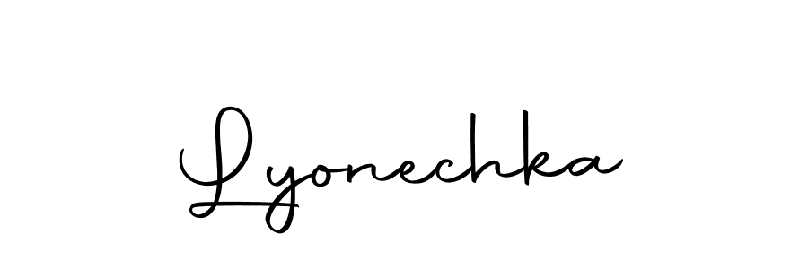Use a signature maker to create a handwritten signature online. With this signature software, you can design (Autography-DOLnW) your own signature for name Lyonechka. Lyonechka signature style 10 images and pictures png