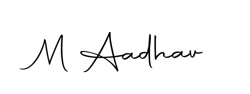 How to make M Aadhav name signature. Use Autography-DOLnW style for creating short signs online. This is the latest handwritten sign. M Aadhav signature style 10 images and pictures png