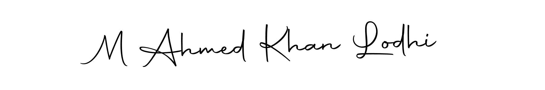 How to make M Ahmed Khan Lodhi name signature. Use Autography-DOLnW style for creating short signs online. This is the latest handwritten sign. M Ahmed Khan Lodhi signature style 10 images and pictures png