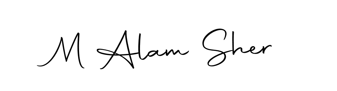 How to make M Alam Sher name signature. Use Autography-DOLnW style for creating short signs online. This is the latest handwritten sign. M Alam Sher signature style 10 images and pictures png