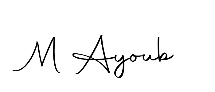 How to make M Ayoub name signature. Use Autography-DOLnW style for creating short signs online. This is the latest handwritten sign. M Ayoub signature style 10 images and pictures png