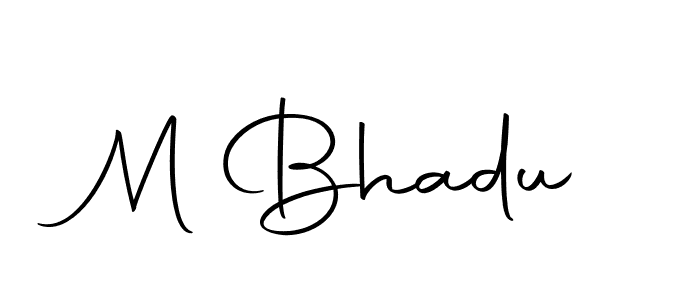 You should practise on your own different ways (Autography-DOLnW) to write your name (M Bhadu) in signature. don't let someone else do it for you. M Bhadu signature style 10 images and pictures png