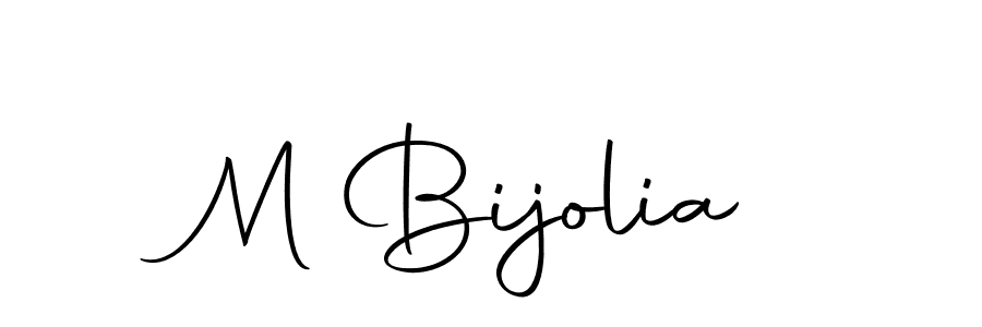 Use a signature maker to create a handwritten signature online. With this signature software, you can design (Autography-DOLnW) your own signature for name M Bijolia. M Bijolia signature style 10 images and pictures png