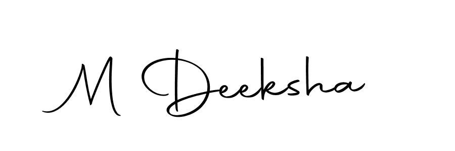 Use a signature maker to create a handwritten signature online. With this signature software, you can design (Autography-DOLnW) your own signature for name M Deeksha. M Deeksha signature style 10 images and pictures png