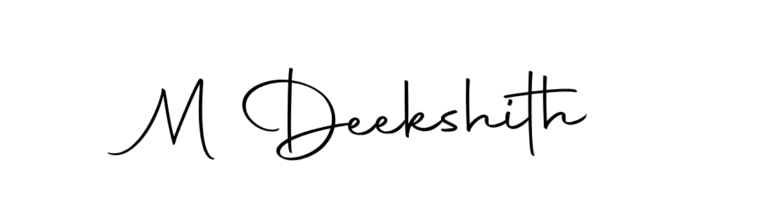 You should practise on your own different ways (Autography-DOLnW) to write your name (M Deekshith) in signature. don't let someone else do it for you. M Deekshith signature style 10 images and pictures png