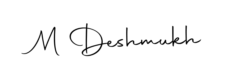 How to make M Deshmukh name signature. Use Autography-DOLnW style for creating short signs online. This is the latest handwritten sign. M Deshmukh signature style 10 images and pictures png