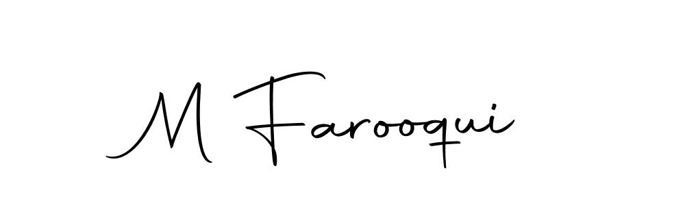 How to make M Farooqui name signature. Use Autography-DOLnW style for creating short signs online. This is the latest handwritten sign. M Farooqui signature style 10 images and pictures png