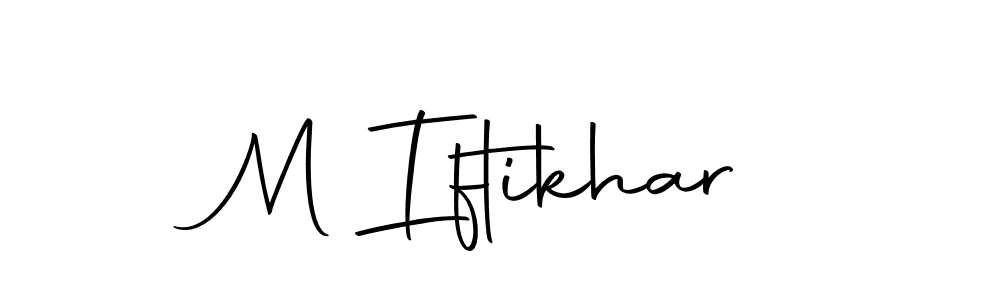 How to make M Iftikhar name signature. Use Autography-DOLnW style for creating short signs online. This is the latest handwritten sign. M Iftikhar signature style 10 images and pictures png