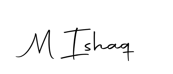 How to make M Ishaq name signature. Use Autography-DOLnW style for creating short signs online. This is the latest handwritten sign. M Ishaq signature style 10 images and pictures png