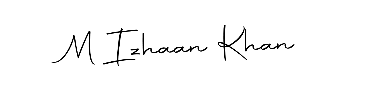 Create a beautiful signature design for name M Izhaan Khan. With this signature (Autography-DOLnW) fonts, you can make a handwritten signature for free. M Izhaan Khan signature style 10 images and pictures png