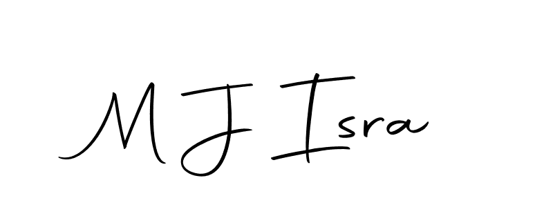 How to make M J Isra name signature. Use Autography-DOLnW style for creating short signs online. This is the latest handwritten sign. M J Isra signature style 10 images and pictures png