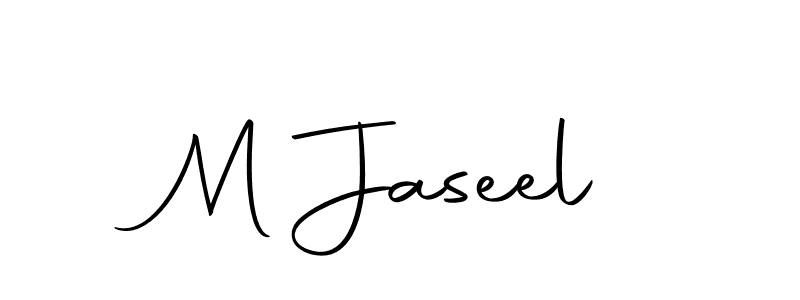 Use a signature maker to create a handwritten signature online. With this signature software, you can design (Autography-DOLnW) your own signature for name M Jaseel. M Jaseel signature style 10 images and pictures png