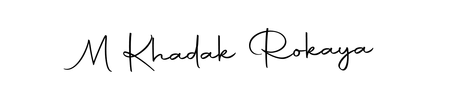 Autography-DOLnW is a professional signature style that is perfect for those who want to add a touch of class to their signature. It is also a great choice for those who want to make their signature more unique. Get M Khadak Rokaya name to fancy signature for free. M Khadak Rokaya signature style 10 images and pictures png