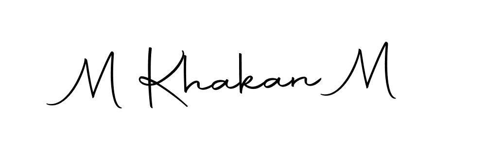 You should practise on your own different ways (Autography-DOLnW) to write your name (M Khakan M) in signature. don't let someone else do it for you. M Khakan M signature style 10 images and pictures png