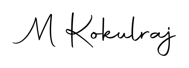 Download transparent PNG signature for name M Kokulraj styled with Autography-DOLnW font. Ready to paste directly into PDF and Word agreements. M Kokulraj signature style 10 images and pictures png