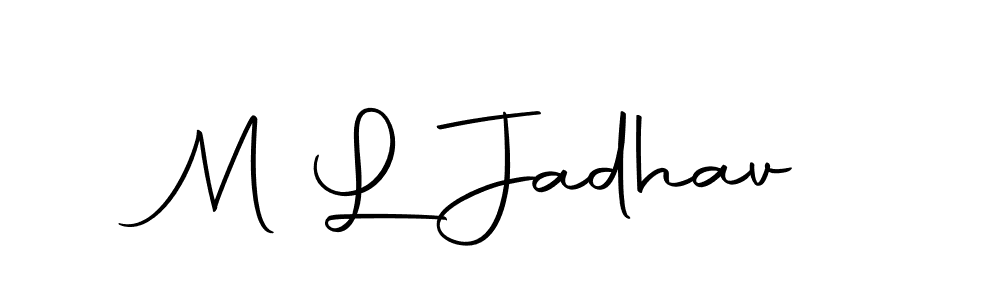 if you are searching for the best signature style for your name M L Jadhav. so please give up your signature search. here we have designed multiple signature styles  using Autography-DOLnW. M L Jadhav signature style 10 images and pictures png