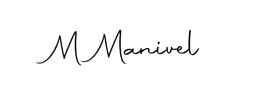 How to make M Manivel name signature. Use Autography-DOLnW style for creating short signs online. This is the latest handwritten sign. M Manivel signature style 10 images and pictures png