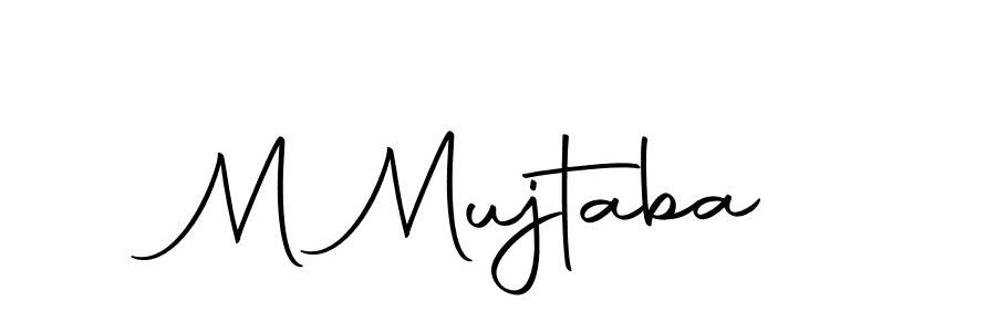 How to make M Mujtaba name signature. Use Autography-DOLnW style for creating short signs online. This is the latest handwritten sign. M Mujtaba signature style 10 images and pictures png