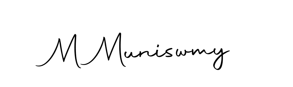 Create a beautiful signature design for name M Muniswmy. With this signature (Autography-DOLnW) fonts, you can make a handwritten signature for free. M Muniswmy signature style 10 images and pictures png