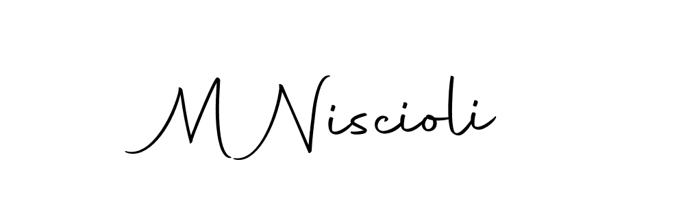 How to make M Niscioli name signature. Use Autography-DOLnW style for creating short signs online. This is the latest handwritten sign. M Niscioli signature style 10 images and pictures png