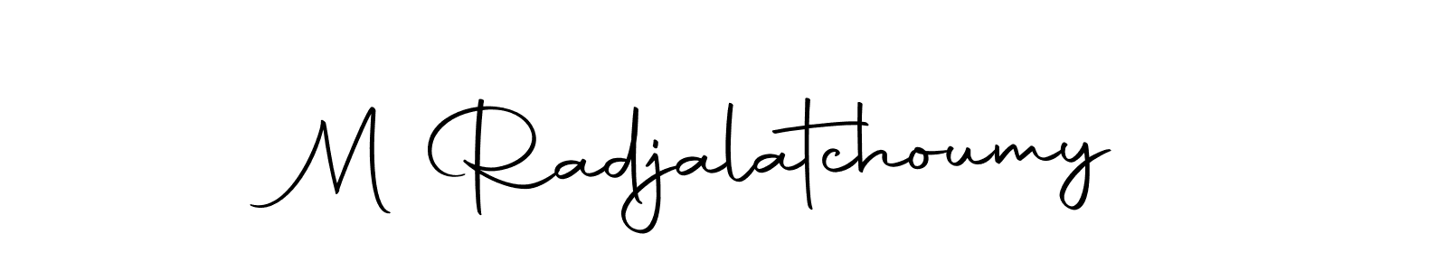 This is the best signature style for the M Radjalatchoumy name. Also you like these signature font (Autography-DOLnW). Mix name signature. M Radjalatchoumy signature style 10 images and pictures png