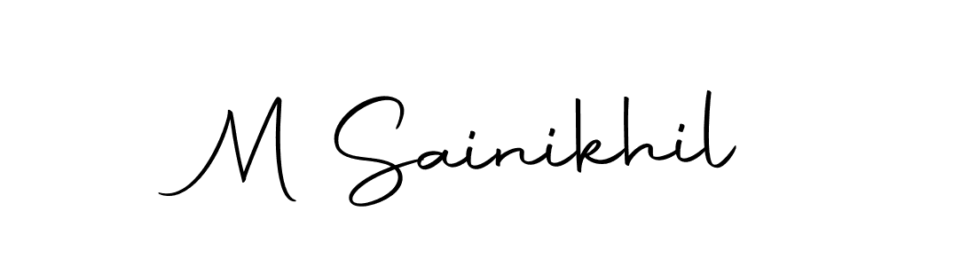 You can use this online signature creator to create a handwritten signature for the name M Sainikhil. This is the best online autograph maker. M Sainikhil signature style 10 images and pictures png