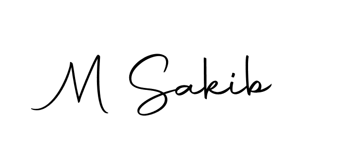 Create a beautiful signature design for name M Sakib. With this signature (Autography-DOLnW) fonts, you can make a handwritten signature for free. M Sakib signature style 10 images and pictures png