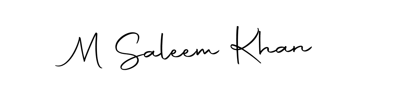 How to make M Saleem Khan name signature. Use Autography-DOLnW style for creating short signs online. This is the latest handwritten sign. M Saleem Khan signature style 10 images and pictures png