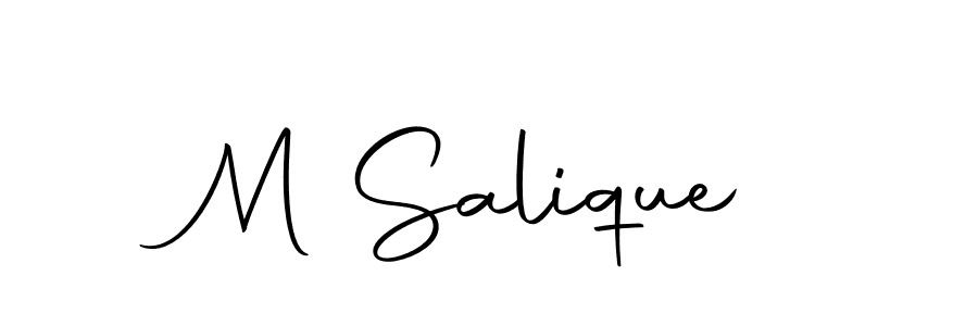 Use a signature maker to create a handwritten signature online. With this signature software, you can design (Autography-DOLnW) your own signature for name M Salique. M Salique signature style 10 images and pictures png