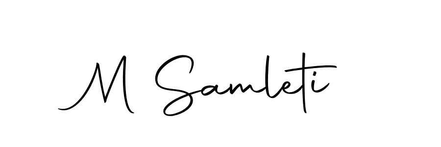 How to make M Samleti name signature. Use Autography-DOLnW style for creating short signs online. This is the latest handwritten sign. M Samleti signature style 10 images and pictures png