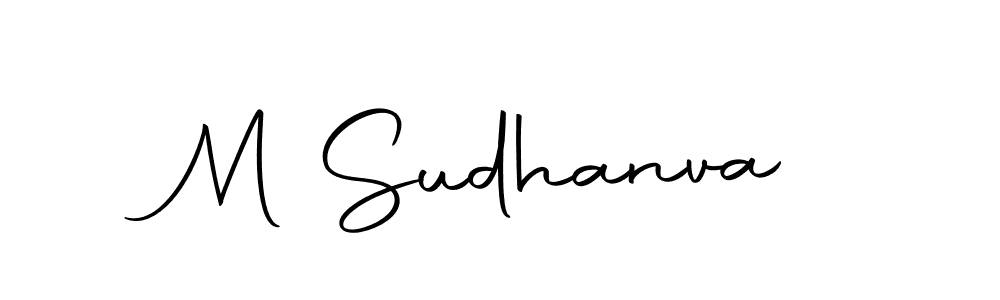 You should practise on your own different ways (Autography-DOLnW) to write your name (M Sudhanva) in signature. don't let someone else do it for you. M Sudhanva signature style 10 images and pictures png