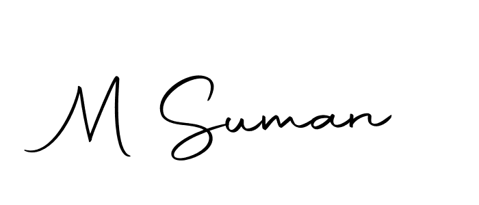 You should practise on your own different ways (Autography-DOLnW) to write your name (M Suman) in signature. don't let someone else do it for you. M Suman signature style 10 images and pictures png