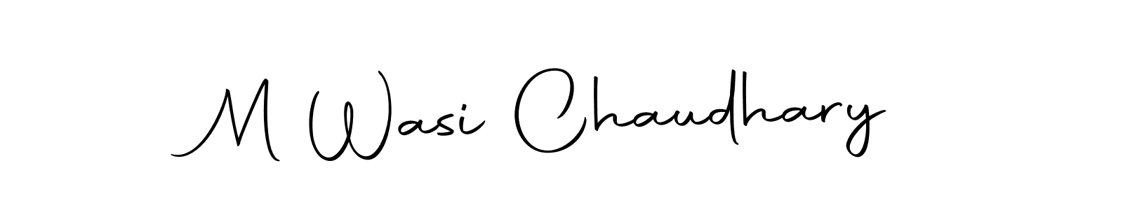 How to make M Wasi Chaudhary name signature. Use Autography-DOLnW style for creating short signs online. This is the latest handwritten sign. M Wasi Chaudhary signature style 10 images and pictures png