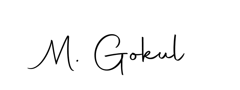 Design your own signature with our free online signature maker. With this signature software, you can create a handwritten (Autography-DOLnW) signature for name M. Gokul. M. Gokul signature style 10 images and pictures png