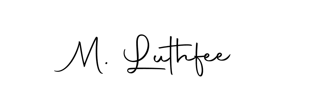 The best way (Autography-DOLnW) to make a short signature is to pick only two or three words in your name. The name M. Luthfee include a total of six letters. For converting this name. M. Luthfee signature style 10 images and pictures png
