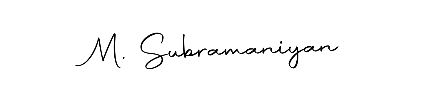 How to make M. Subramaniyan name signature. Use Autography-DOLnW style for creating short signs online. This is the latest handwritten sign. M. Subramaniyan signature style 10 images and pictures png