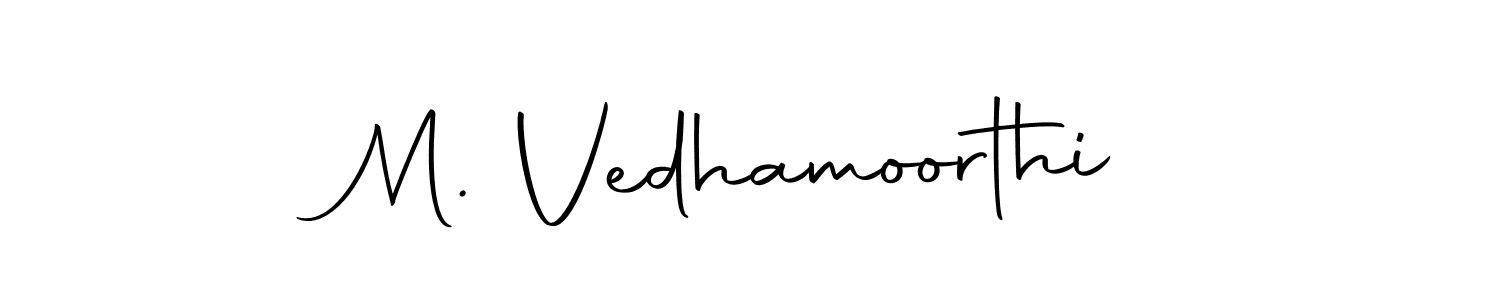 How to make M. Vedhamoorthi name signature. Use Autography-DOLnW style for creating short signs online. This is the latest handwritten sign. M. Vedhamoorthi signature style 10 images and pictures png